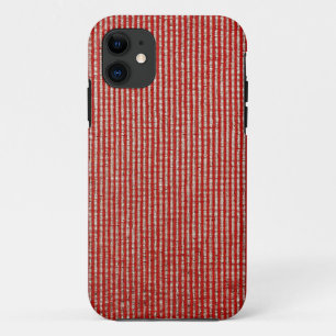 Red & Gold Thin Vertical Stripe Fabric Texture iPhone 11 Case