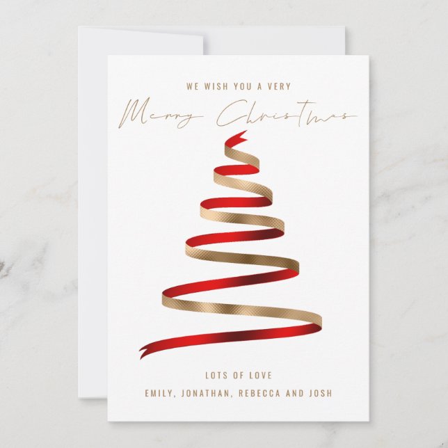Red Gold Tree 2024 Calendar Merry Christmas Holiday Card (Front)