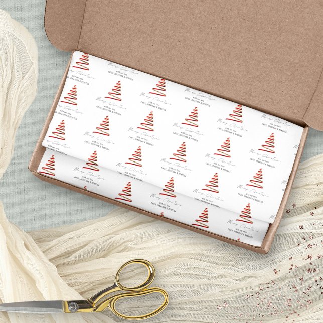 Red Gold Tree Pattern Name Merry Christmas Tissue Paper (Creator Uploaded)