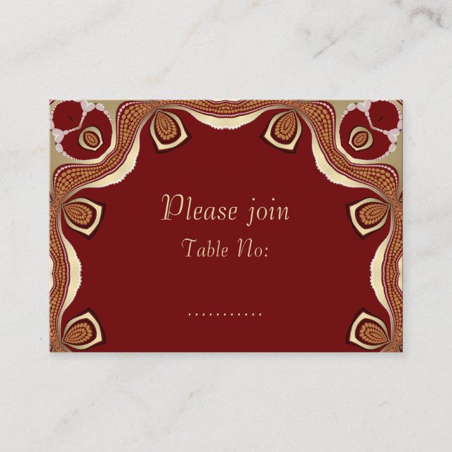 Red+Gold Tribal Royal Event Table Place Card (Front)