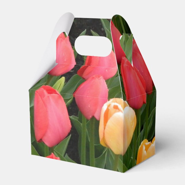Red & Gold Tulip Party Favour Box (Back Side)