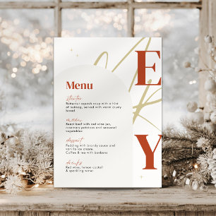 Red Gold Typo Merry Christmas Dinner Party Menu
