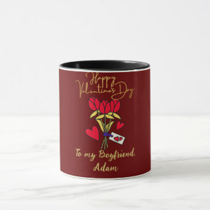 red gold valentine couple personalised customise mug