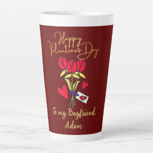 red gold valentine couple personalized customize latte mug