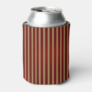 Red & Gold Vertical Stripes Striped Pattern Can Cooler