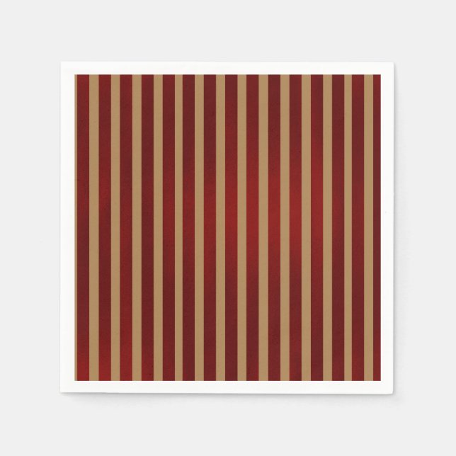 Red & Gold Vertical Stripes Striped Pattern Napkin (Front)