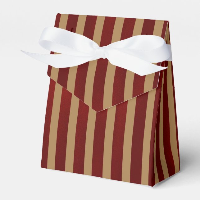 Red & Gold Vertical Stripes Striped Pattern Party Favour Box (Front Side)