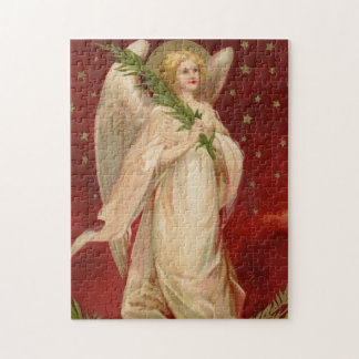 Red Gold Victorian Christmas Angel Jigsaw Puzzle