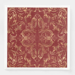 Red gold Vintage Ornate Gold Napkin