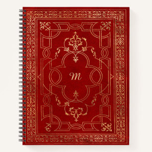 Red Gold Vintage Ornate Gold Notebook