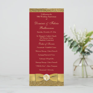 Red Gold Wedding Anniversary Vow Renewal Program Programme