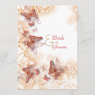 Red gold wedding engagement anniversary invitation