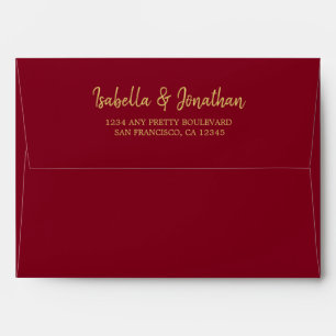 red gold wedding envelope
