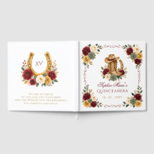 Red Gold Western Horse Floral Charra Quinceañera