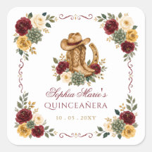 Red Gold Western Horse Floral Charra Quinceañera