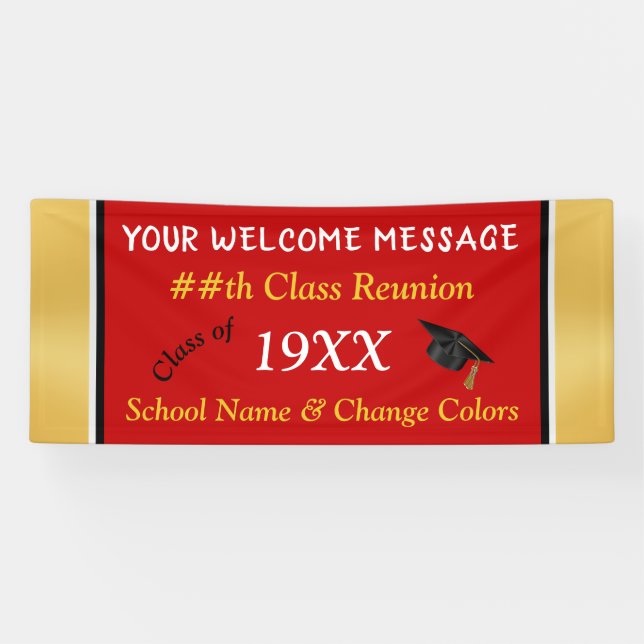 Red, Gold, White and Black Class Reunion Banner (Horizontal)