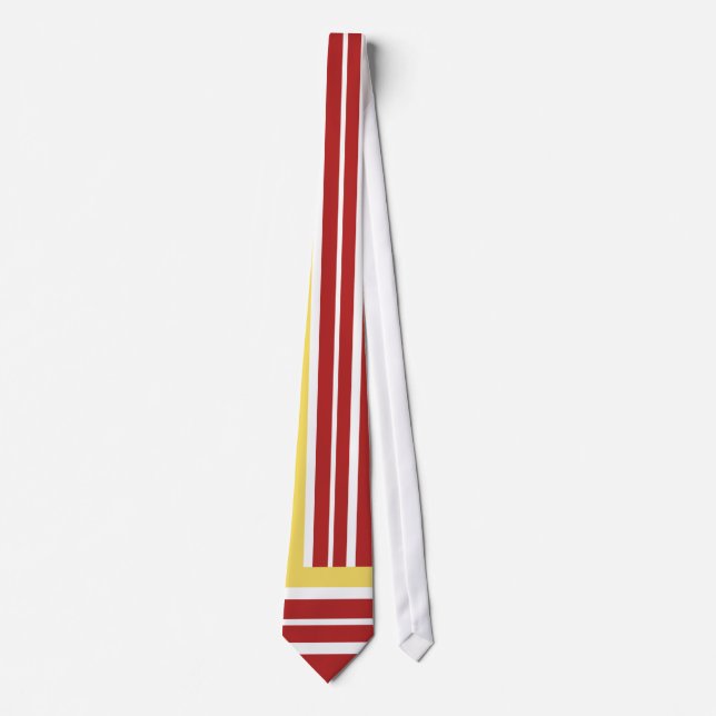 Red, Gold, White Retro Chequerboard Tie (Front)