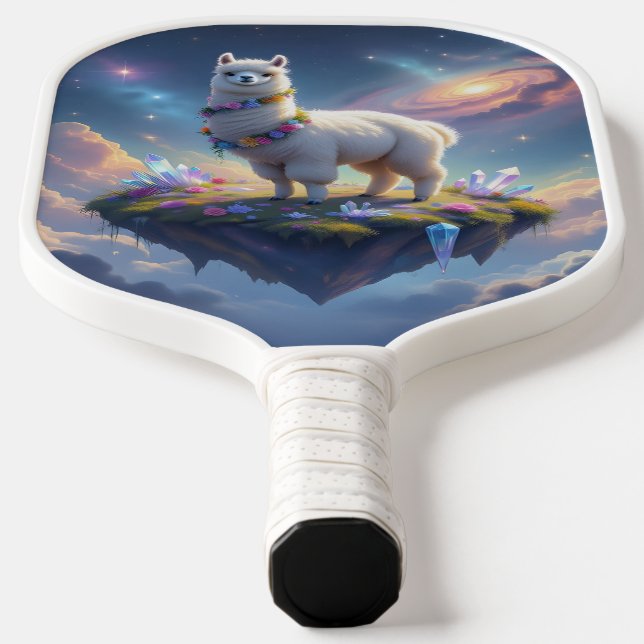 Red Gold Winged Lion/Dragon in Starry Night Skies Pickleball Paddle (Laydown)