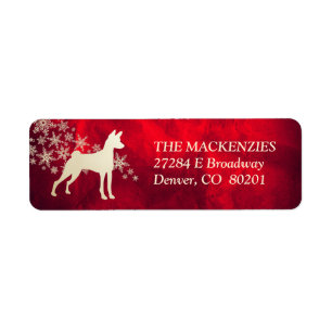 Red Gold Winter Basenji Return Address