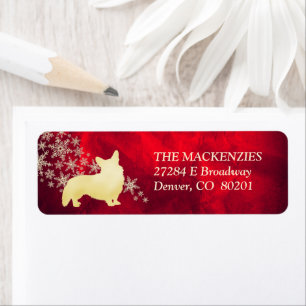 Red Gold Winter Corgi Dog Return Address