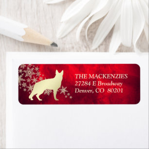 Red Gold Winter German Shepherd Dog Return Address