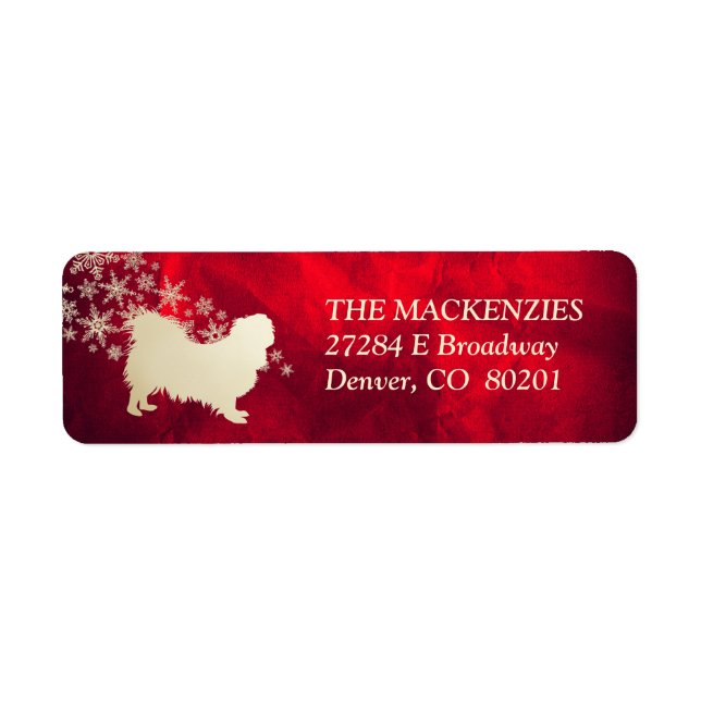 Red Gold Winter Pekingese Return Address (Front)