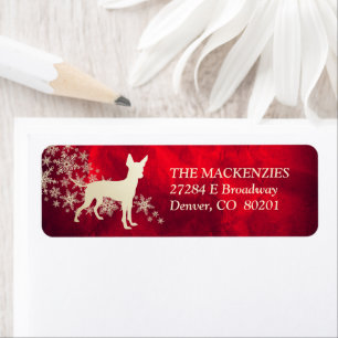 Red Gold Winter Toy Terrier Return Address