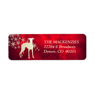 Red Gold Winter Whippet Return Address