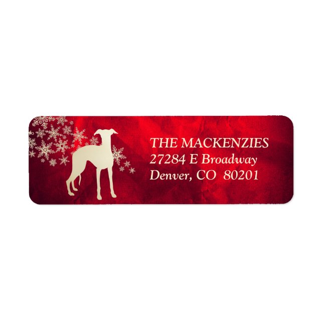 Red Gold Winter Whippet Return Address (Front)