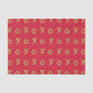Red & Gold X O XO XO's Trendy Cute Tissue Paper