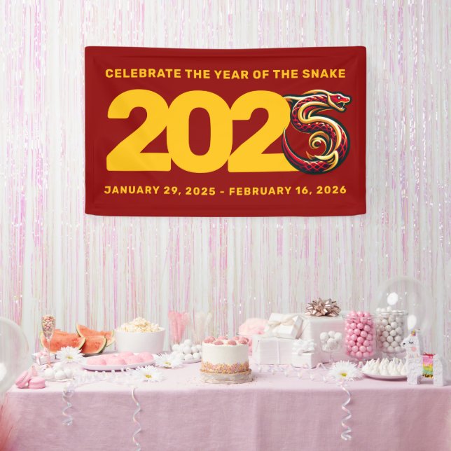 Red Gold Year of the Snake 2025 Banner (Party)