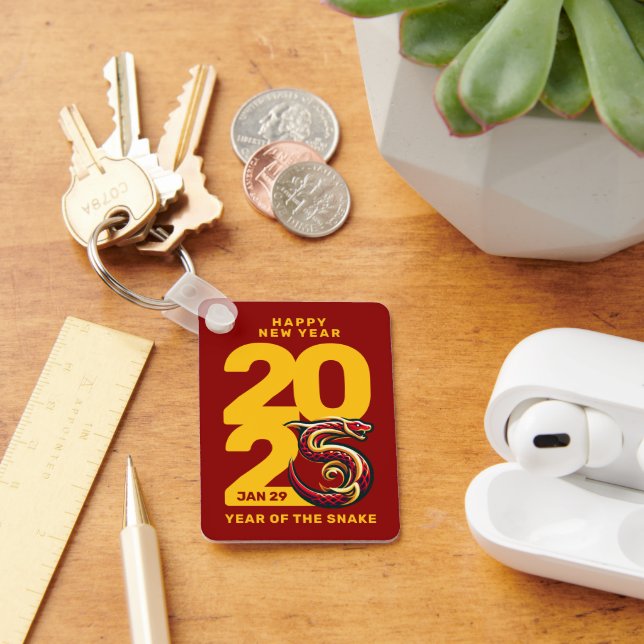Red Gold Year of the Snake 2025 Key Ring (Desk)