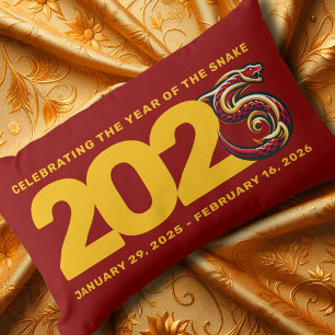 Red Gold Year of the Snake 2025 Lumbar Cushion