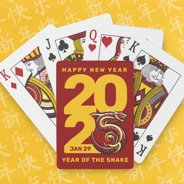 Red Gold Year of the Snake 2025 Playing Cards (CNY 2025 Poker Playing Cards Fans Cover Photo)
