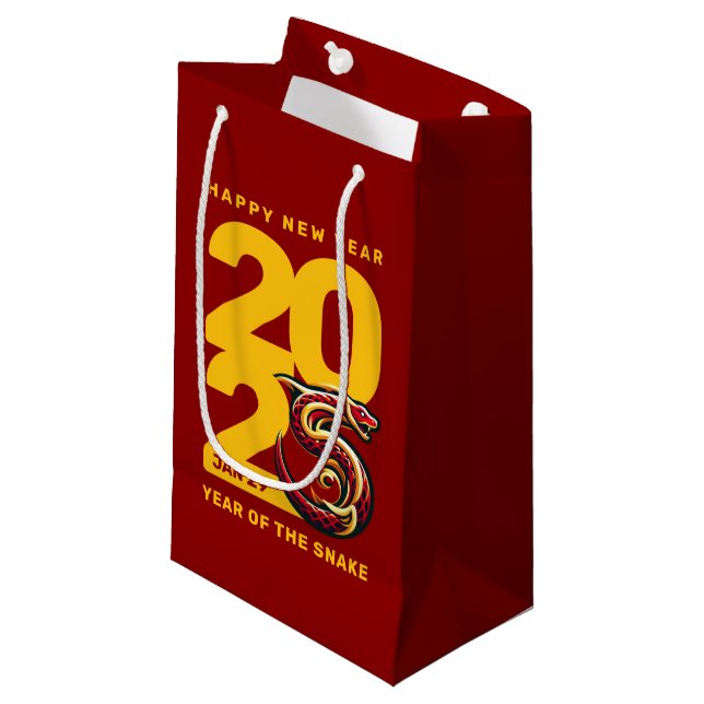 Red Gold Year of the Snake 2025 Small Gift Bag (Front Angled)