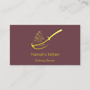 Red Gold Yellow Frying Pan Catering Business Card