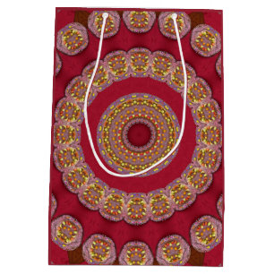 Red Gold Yellow rosettes Mandala Medium Gift Bag