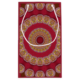 Red Gold Yellow rosettes Mandala Small Gift Bag