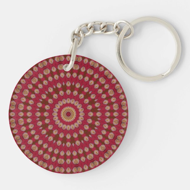 Red Gold Yellow Star Mandala Key Ring (Back)
