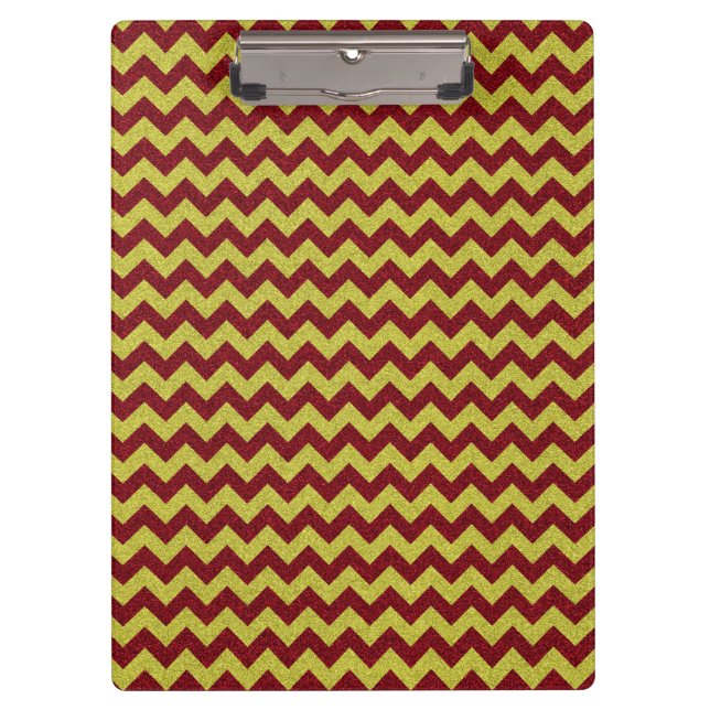 Red & Gold Zig Zag Glitter Clipboard (Front)
