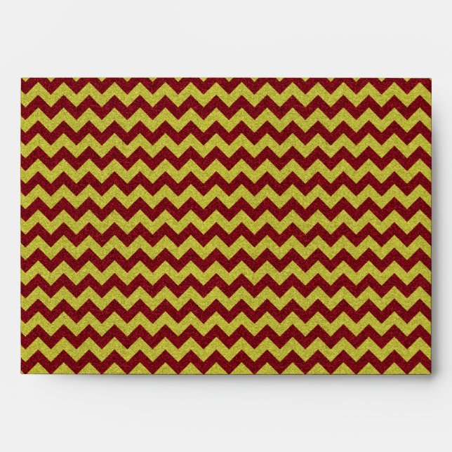 Red & Gold Zig Zag Glitter Envelope (Front)