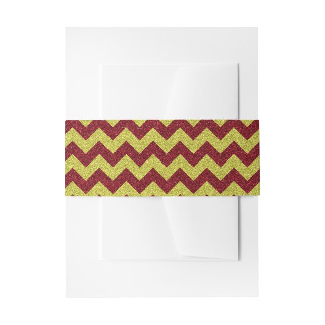 Red & Gold Zig Zag Glitter Invitation Belly Band (Front Example)