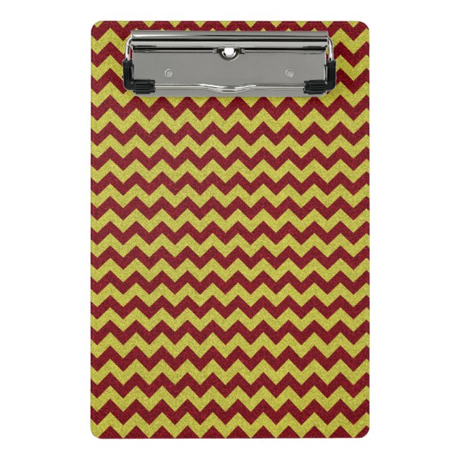 Red & Gold Zig Zag Glitter Mini Clipboard (Front)
