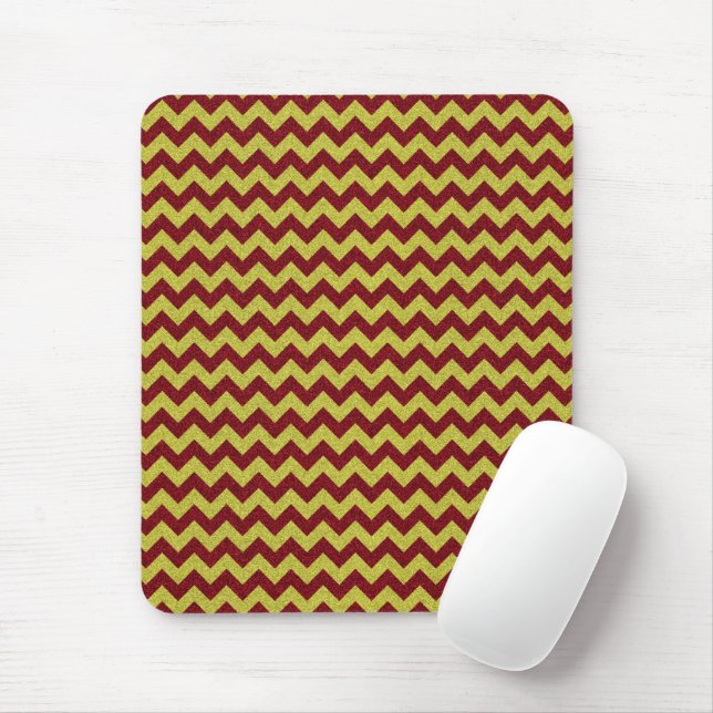 Red & Gold Zig Zag Glitter Mouse Mat (With Mouse)