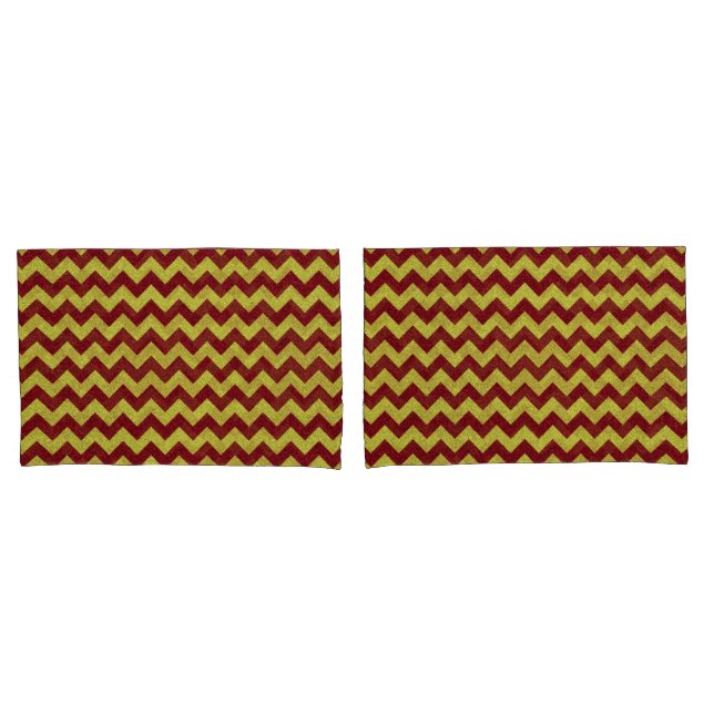 Red & Gold Zig Zag Glitter Pillowcase (Front-Set)