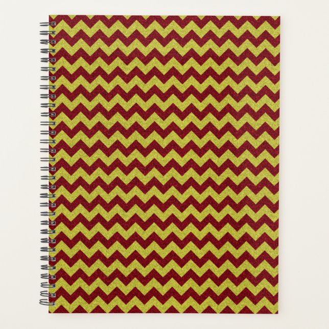 Red & Gold Zig Zag Glitter Planner (Front)