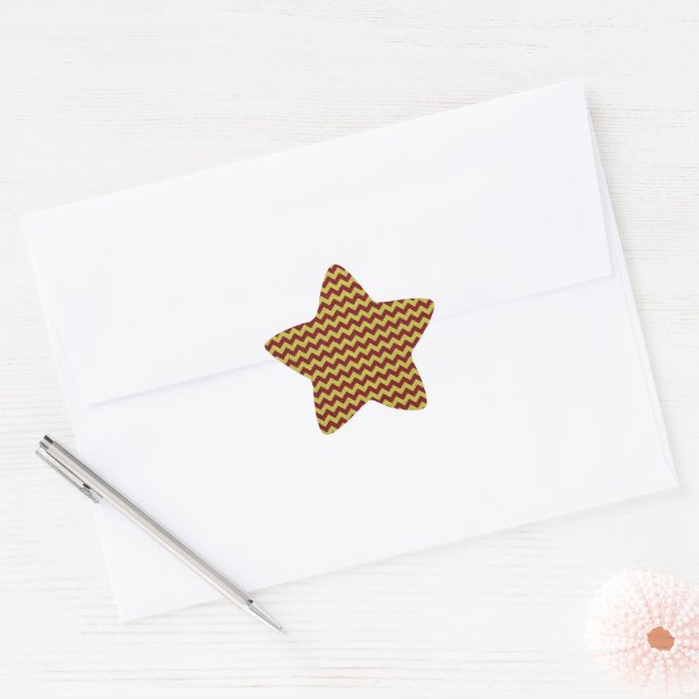 Red & Gold Zig Zag Glitter Star Sticker (Envelope)
