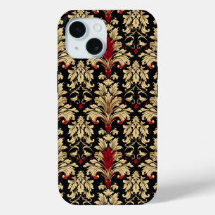 Red Golden Abstract Pattern iPhone 15 Case