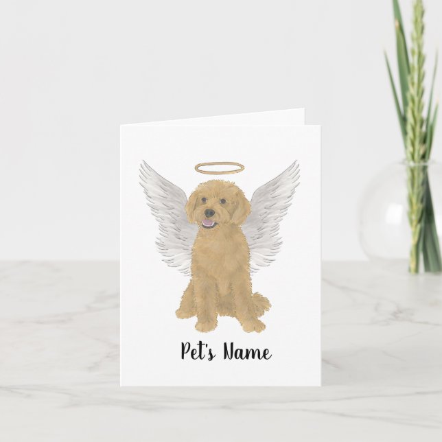 Red Golden Apricot Doodle Sympathy Memorial Card (Front)