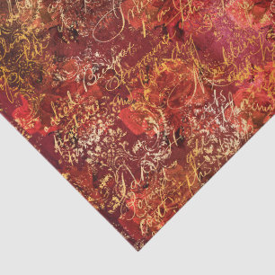 Red Golden Autumn Ephemera Pattern Tissue Paper